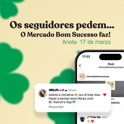 O Mercado do Bom Sucesso celebra o St. Patrick’s Day a 17 de março